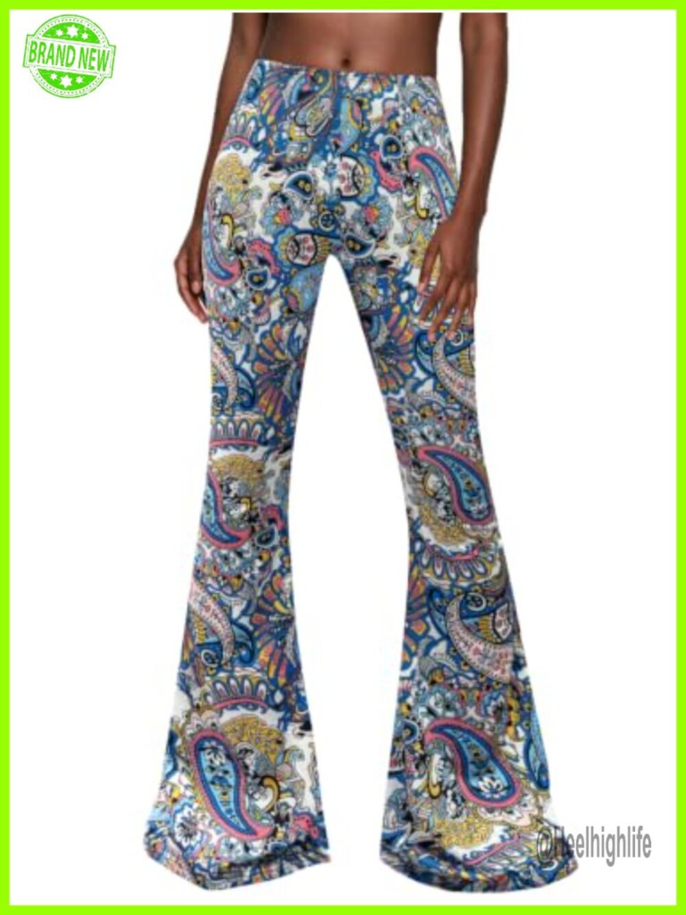 Women High Waisted Bell Bottom Pants Paisley